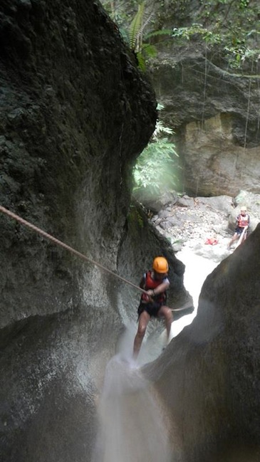 rapelling at montaneza falls
